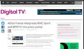 
							         Altice France integrates RMC Sport and BFMTV into press portal ...								  
							    