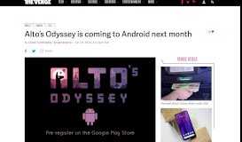 
							         Alto's Odyssey is coming to Android next month - The Verge								  
							    