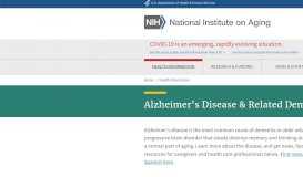 
							         Alzheimer's Disease and Related Dementias | National Institute on ...								  
							    
