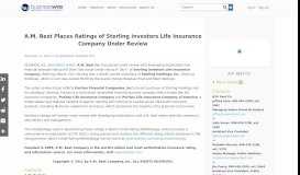 
							         A.M. Best Places Ratings of Sterling Investors Life Insurance Company ...								  
							    