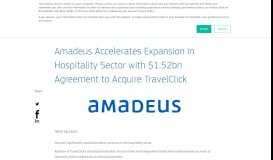 
							         Amadeus Accelerates Expansion in Hospitality Sector ... - TravelClick								  
							    