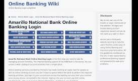 
							         Amarillo National Bank Online Banking Login								  
							    
