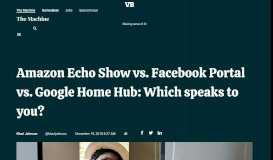 
							         Amazon Echo Show vs. Facebook Portal vs. Google Home Hub ...								  
							    