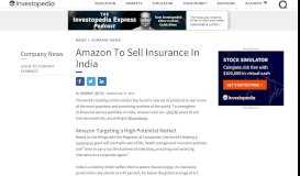 
							         Amazon To Sell Insurance In India - Investopedia								  
							    