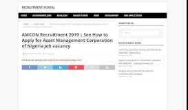 
							         AMCON Recruitment 2019 | See How to Apply for ... - Recruitment Portal								  
							    