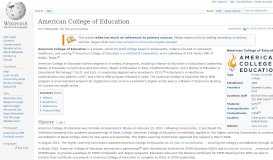 
							         American College of Education - Wikipedia								  
							    