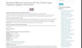 
							         American National Insurance Bill Pay, Online Login, Customer ...								  
							    