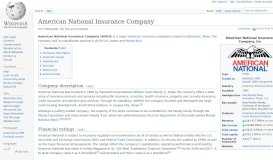 
							         American National Insurance Company - Wikipedia								  
							    