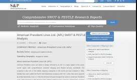 
							         American President Lines Ltd. (APL) SWOT & PESTLE Analysis ...								  
							    