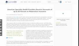 
							         American Specialty Health Providers Receive Discounts of up to 40 ...								  
							    