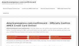 
							         Americanexpress.com/confirmcard Absolutely Activate/Confirm								  
							    