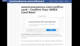 
							         americanexpress.com/confirmcard - Confirm AMEX Card Online!								  
							    