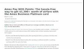 
							         AMEX Business Platinum Pay With Points | Million Mile Secrets								  
							    