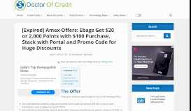 
							         Amex Offers: Ebags Get $20 or 2,000 Points with $100 Purchase ...								  
							    