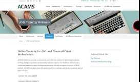 
							         AML Training Web Seminars | ACAMS								  
							    