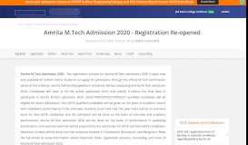
							         Amrita M.Tech Admission 2019 - Dates, Application form, Eligibility								  
							    