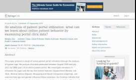 
							         An analysis of patient portal utilization: what can we learn about online ...								  
							    