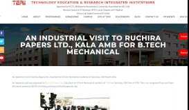 
							         An industrial visit to Ruchira Papers Ltd., Kala Amb for B.Tech ... - Terii								  
							    