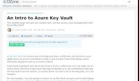 
							         An Intro to Azure Key Vault - DZone Cloud								  
							    