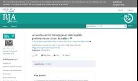 
							         Anaesthesia for transjugular intrahepatic portosystemic shunt insertion ...								  
							    