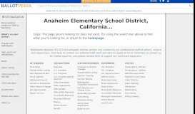 
							         Anaheim Elementary School District, California - Ballotpedia								  
							    