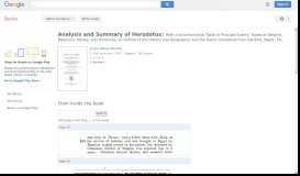 
							         Analysis and Summary of Herodotus: With a Synchronistical Table of ...								  
							    