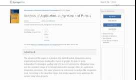 
							         Analysis of Application Integration and Portals | SpringerLink								  
							    