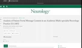 
							         Analysis of Patient Portal Message Content in an ... - Neurology								  
							    