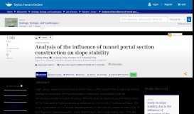 
							         Analysis of the influence of tunnel portal section construction on slope ...								  
							    