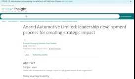
							         Anand Automotive Limited: leadership development process for ...								  
							    