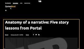 
							         Anatomy of a narrative: Five story lessons from Portal | VentureBeat								  
							    