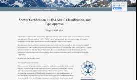 
							         Anchor Certification, HHP & SHHP Classification, Type Approval ...								  
							    