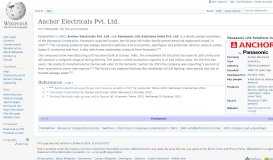 
							         Anchor Electricals Pvt. Ltd. - Wikipedia								  
							    