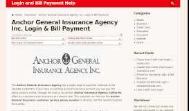 
							         Anchor General Insurance Agency Inc. Login & Bill Payment								  
							    