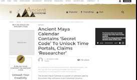 
							         Ancient Maya Calendar Contains 'Secret Code' To Unlock Time ...								  
							    