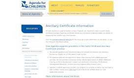 
							         Ancillary Certificate Information - Agenda for Children								  
							    