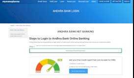 
							         Andhra Bank login and net banking details - Mymoneykarma.com								  
							    