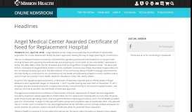 
							         Angel Medical Center Awarded Certificate of Need for Replacement ...								  
							    
