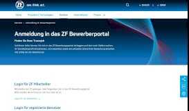 
							         Anmeldung in das ZF Bewerberportal - ZF Friedrichshafen AG								  
							    
