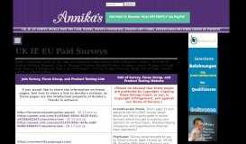
							         Annika's - UK, IE, EU, Paying Surveys Page 25								  
							    