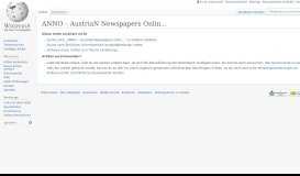 
							         ANNO – AustriaN Newspapers Online – Wikipedia								  
							    