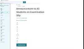 
							         Announcement to All Students on Examination Slip | Test (Assessment ...								  
							    