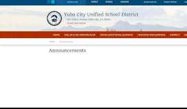 
							         Announcements - Yuba City Unified School District								  
							    