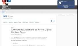 
							         Announcing Additions To NPR's Digital Content Team : NPR Extra ...								  
							    