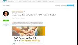 
							         Announcing General Availability of SAP Business One 9.3! | SAP Blogs								  
							    