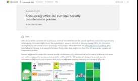 
							         Announcing Office 365 customer security considerations preview ...								  
							    