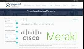 
							         Announcing our Cisco Meraki Partnership - Transparent Solutions								  
							    
