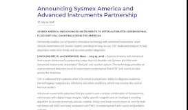 
							         Announcing Sysmex America and Advanced Instruments Partnership ...								  
							    