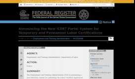 
							         Announcing the New iCERT Portal System for ... - Federal Register								  
							    