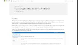 
							         Announcing the Office 365 Service Trust Portal - Microsoft 365 Blog								  
							    